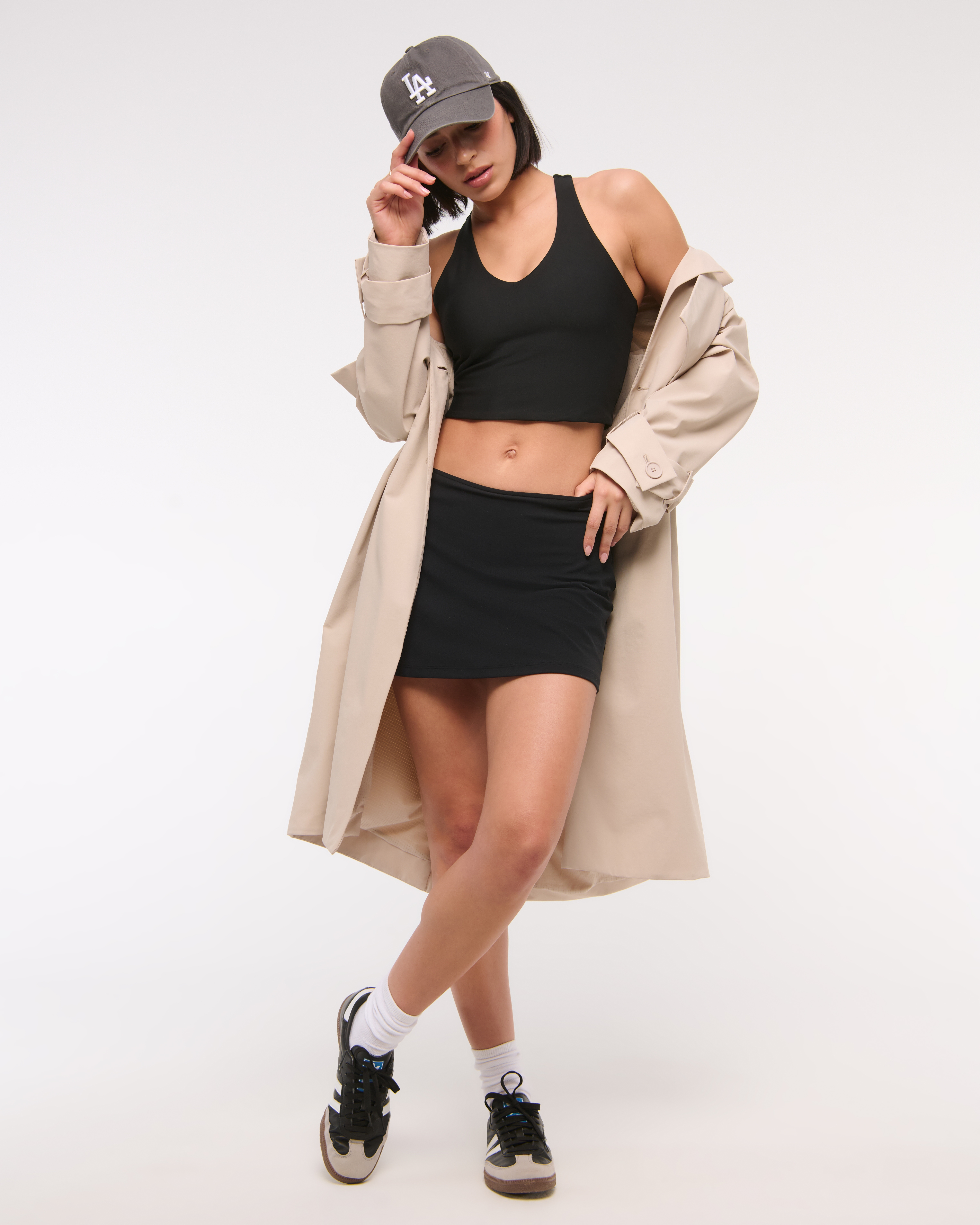 Abercrombie & Fitch Ypb Sculptlux Racerback V-neck Tank In Black