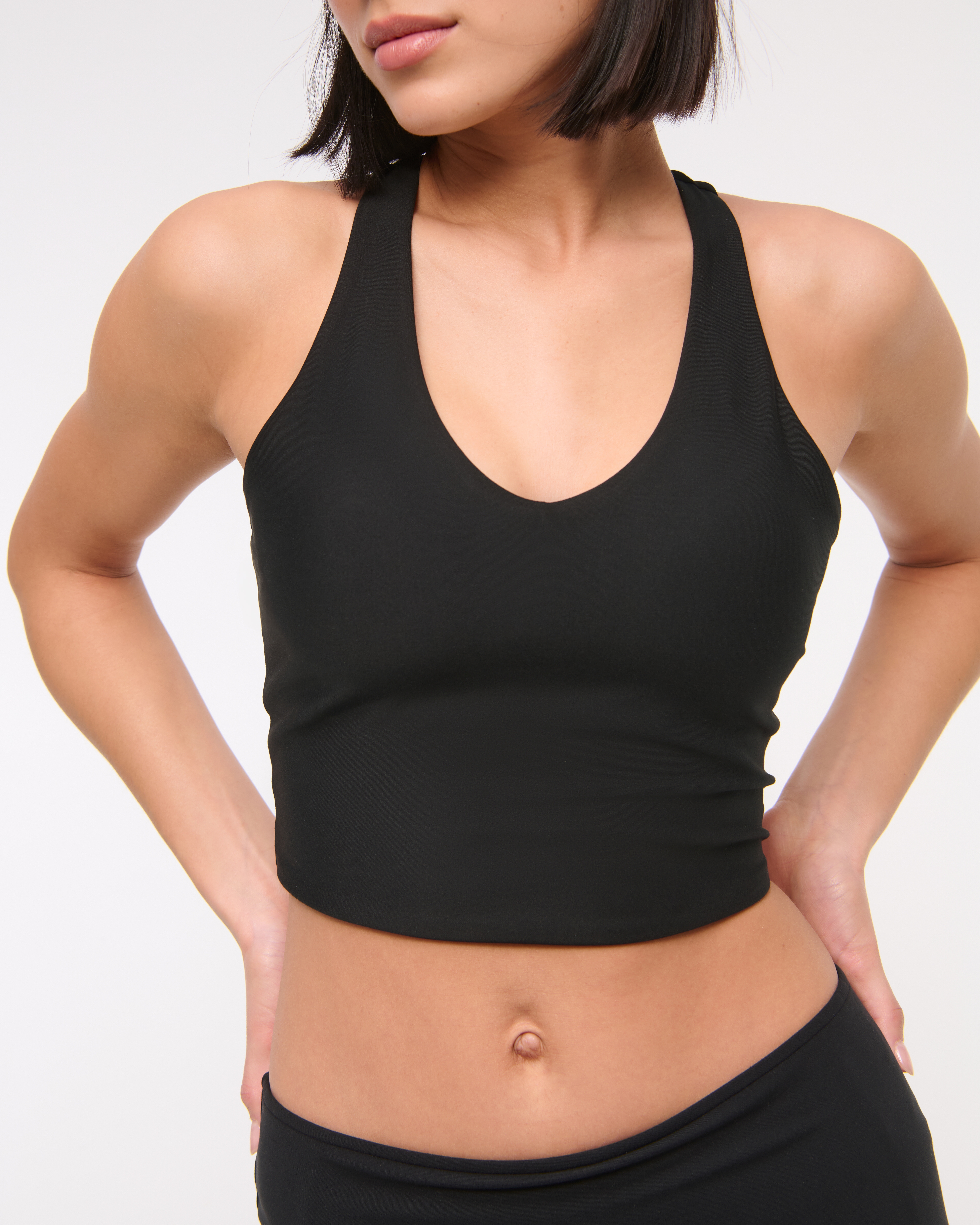 Abercrombie & Fitch Ypb Sculptlux Racerback V-neck Tank In Black