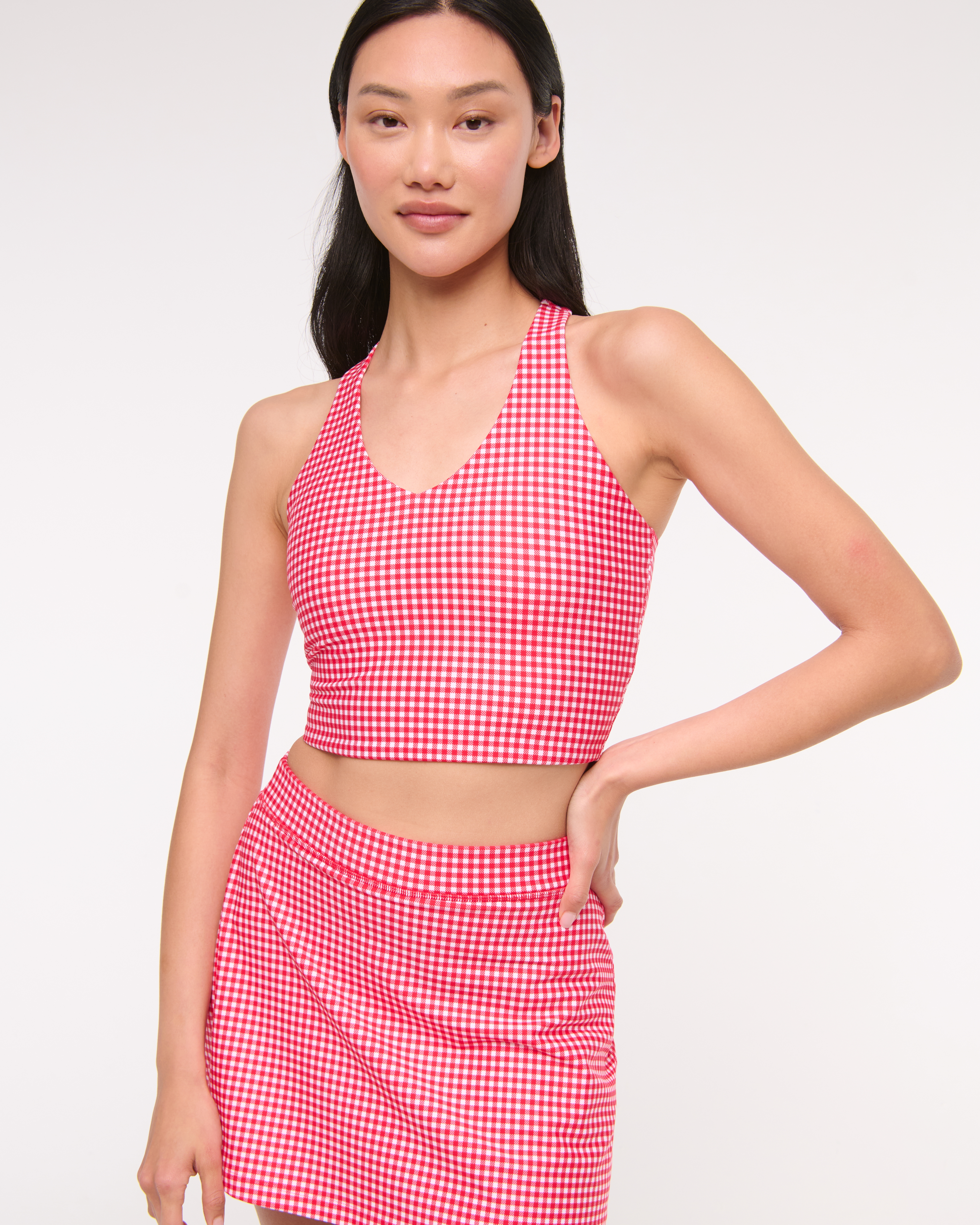 Abercrombie & Fitch Ypb Sculptlux Racerback V-neck Tank In Red