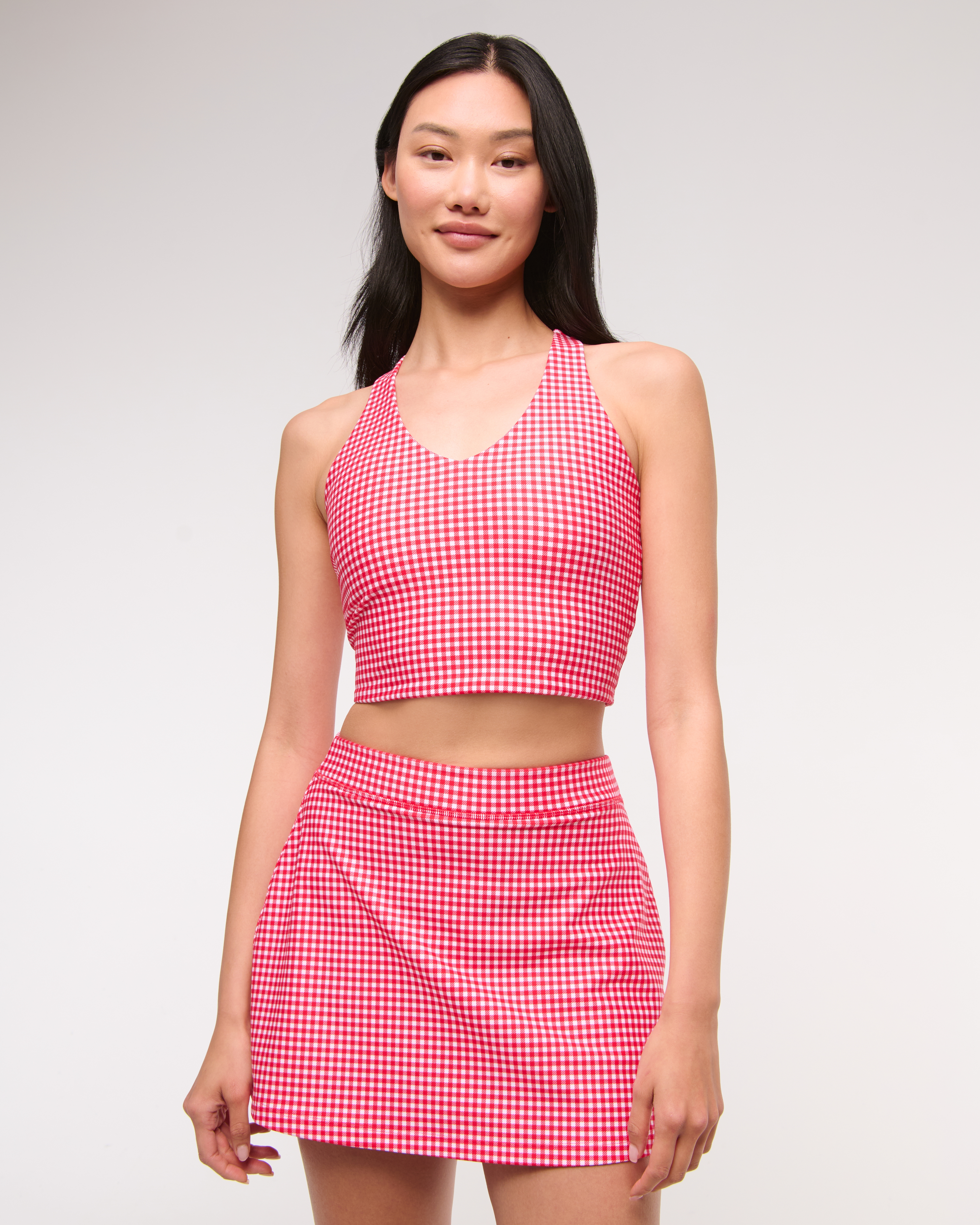 Abercrombie & Fitch Ypb Sculptlux Racerback V-neck Tank In Red