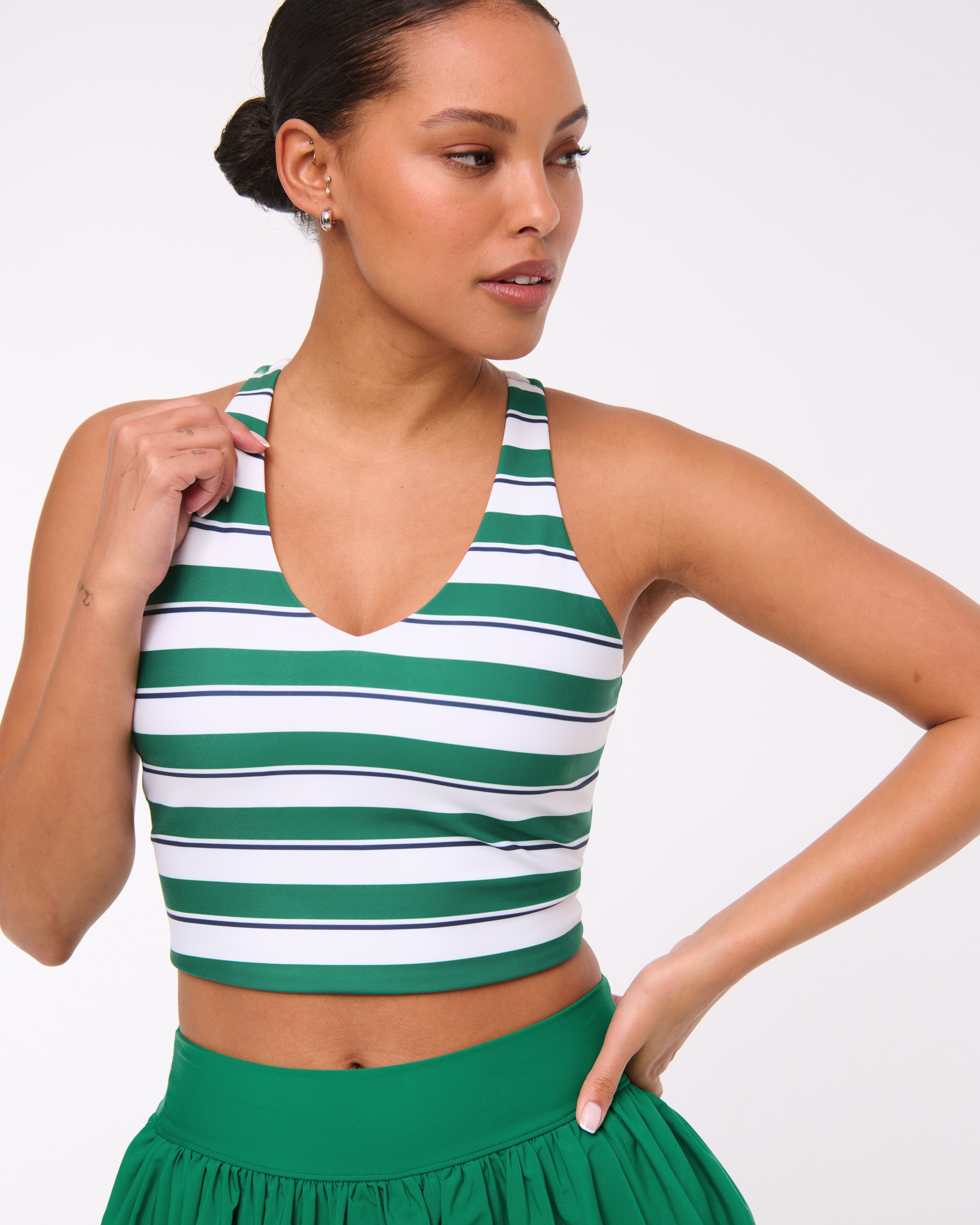 Abercrombie & Fitch Ypb Sculptlux Racerback V-neck Tank In Green