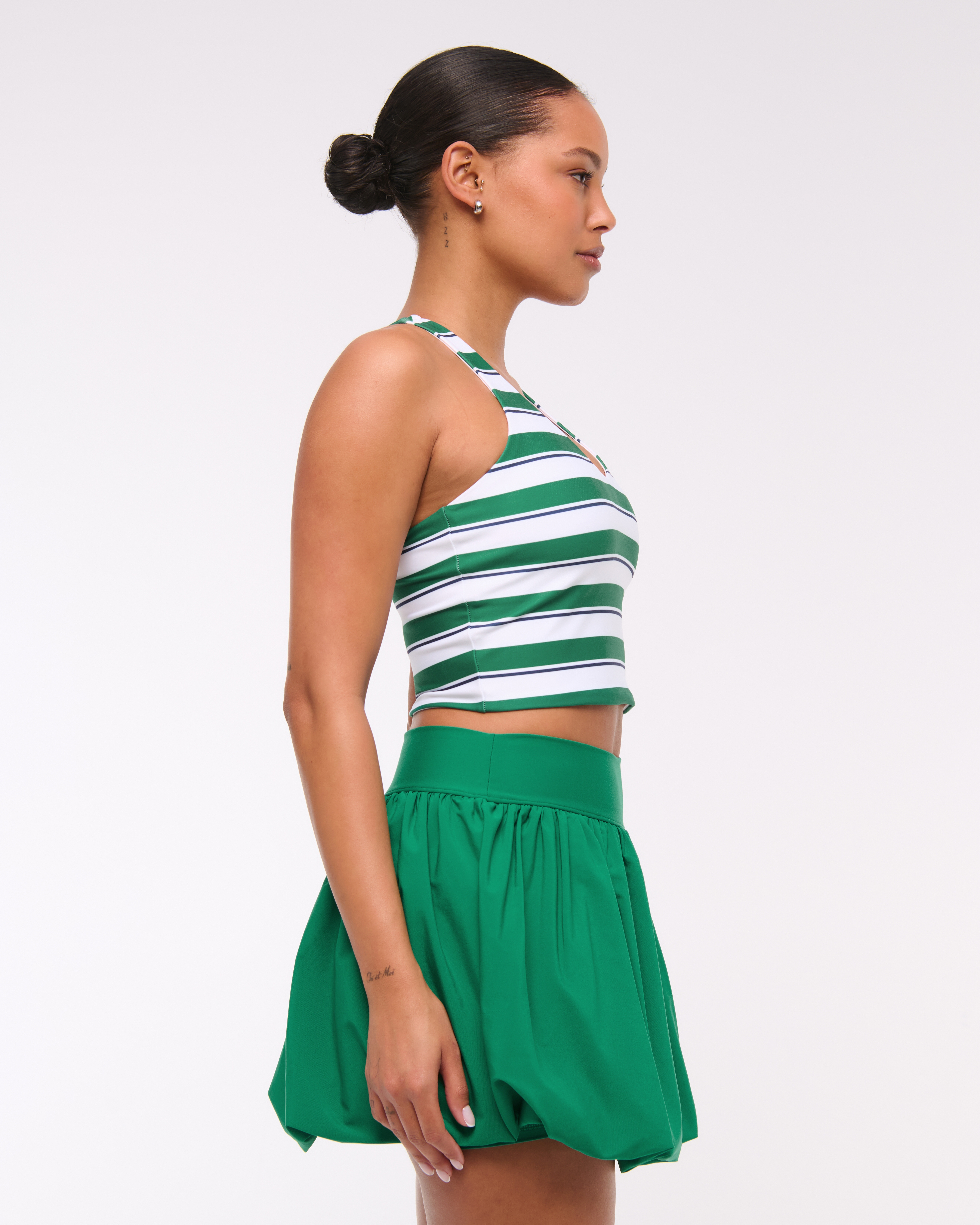 Abercrombie & Fitch Ypb Sculptlux Racerback V-neck Tank In Green