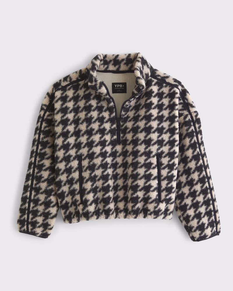 riu♡ Half zip houndstooth shaggy knit Beach Riot | Leona Sherpa Midnight Houndstooth | Faux Fur Half Zip