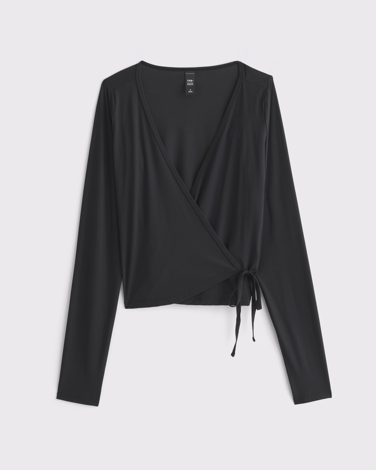 YPB Long-Sleeve Mesh Wrap Top