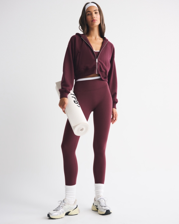 YPB On The Go French Terry Full-Zip, Red Wine view 2