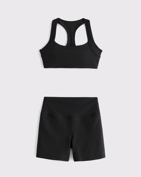 YPB sculptLUX Sports Bra & Bike Short Set, Black view 1