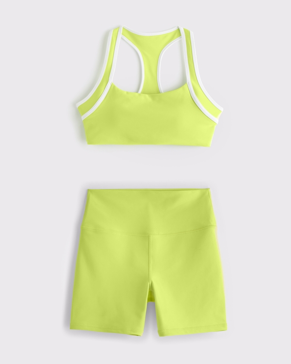 YPB sculptLUX Sports Bra & Bike Short Set, Wild Lime view 1