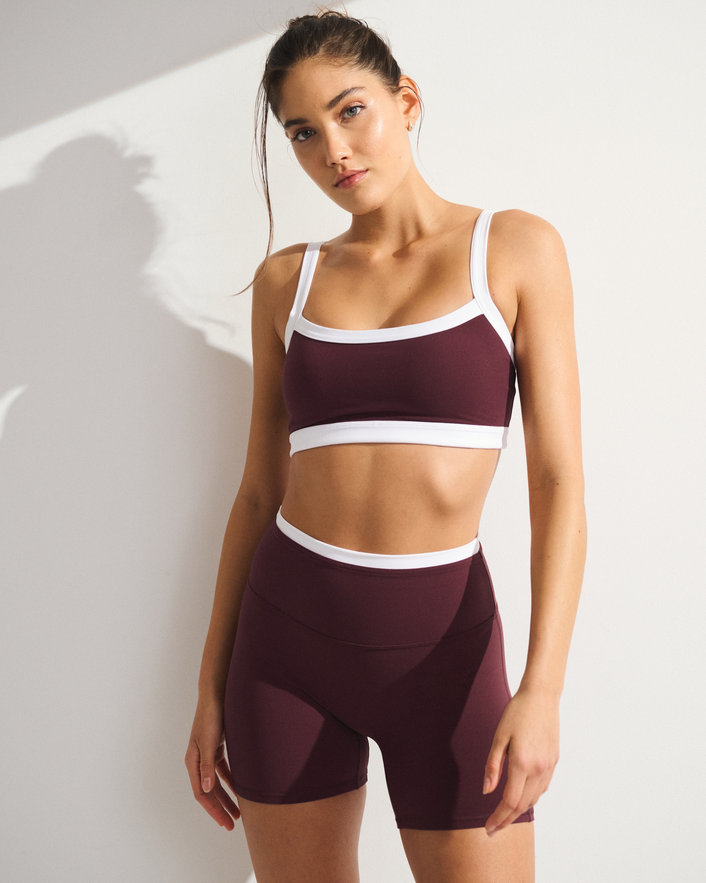 Abercrombie & Fitch Ypb Studioflex Cami Sports Bra In Burgundy