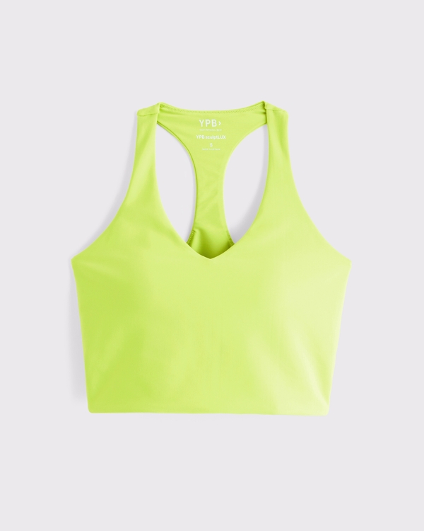 YPB sculptLUX Racerback V-Neck Tank, Lime Green view 1