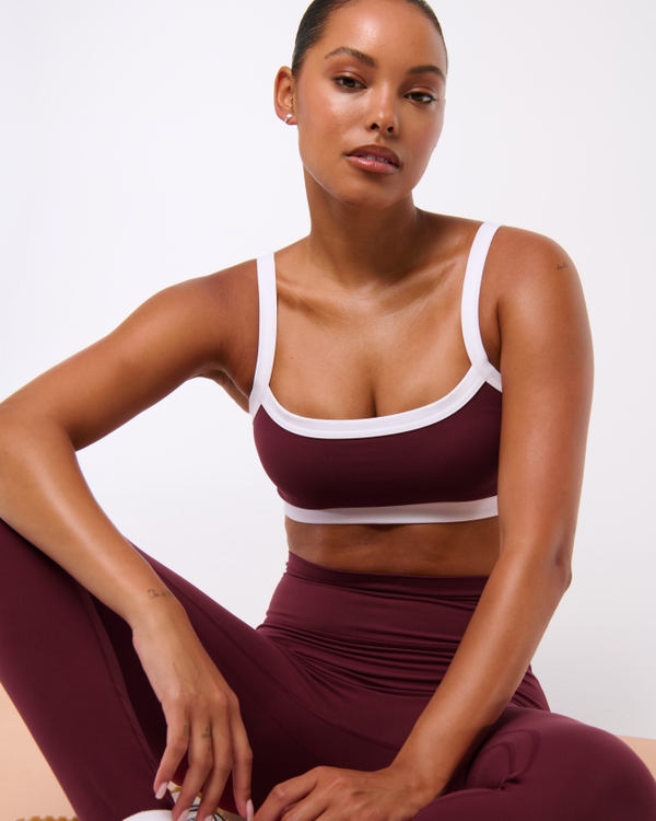 YPB studioFLEX Cami Sports Bra, Maroon view 1