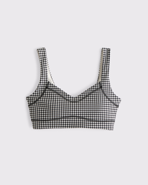YPB sculptLUX Sweetheart Sports Bra, Black Houndstooth view 1