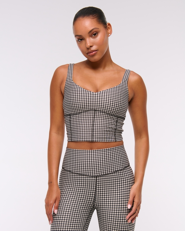 YPB sculptLUX Sweetheart Tank, Black Houndstooth view 1