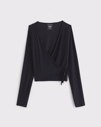 YPB Mesh Long-Sleeve Wrap Top