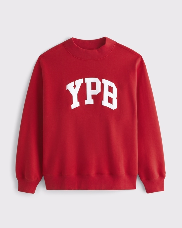 YPB On The Go Mockneck Crew, Red Print view 1