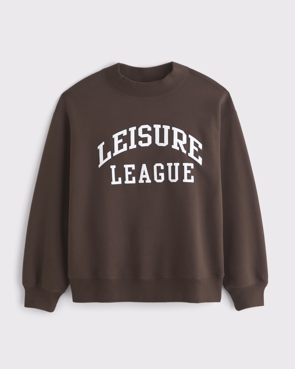 YPB On The Go Mockneck Crew, Light Brown Print view 1