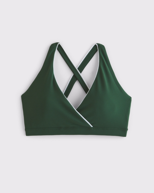 YPB studioFLEX Crossover Sports Bra, Green view 1