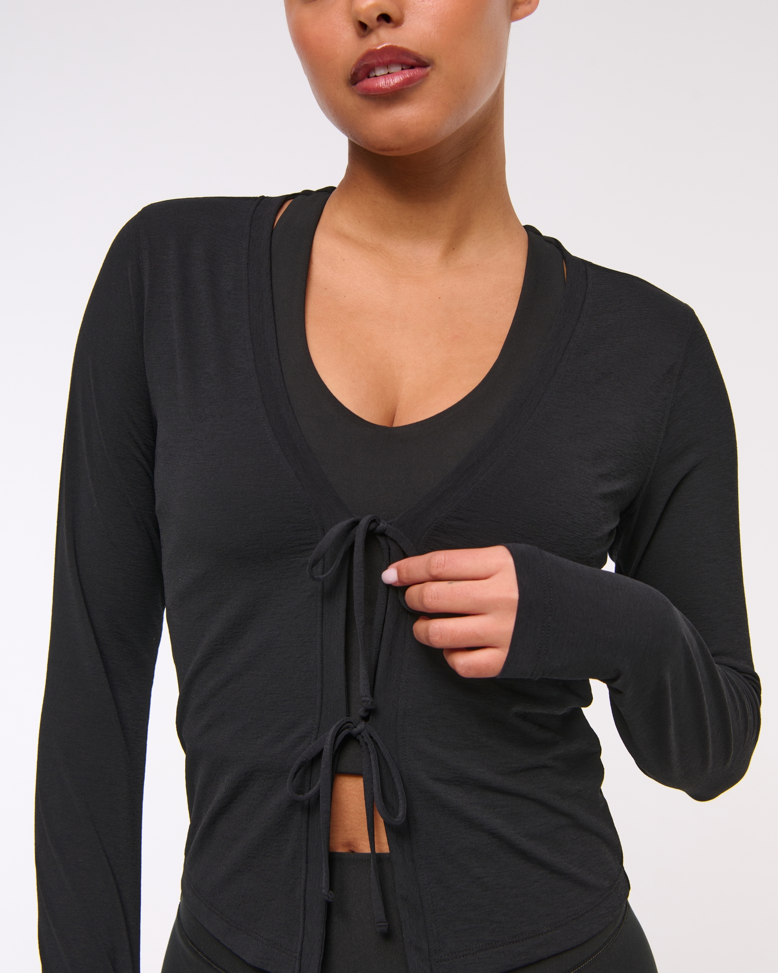 YPB Active Featherweight Tie-Front Cardigan