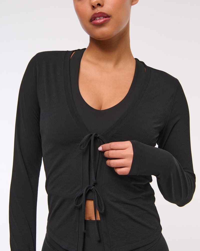 YPB Active Featherweight Tie-Front Cardigan