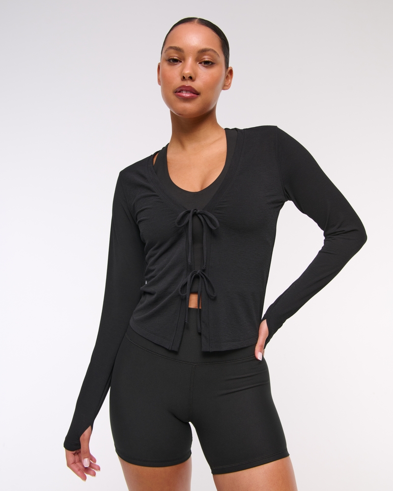 YPB Active Featherweight Tie-Front Cardigan