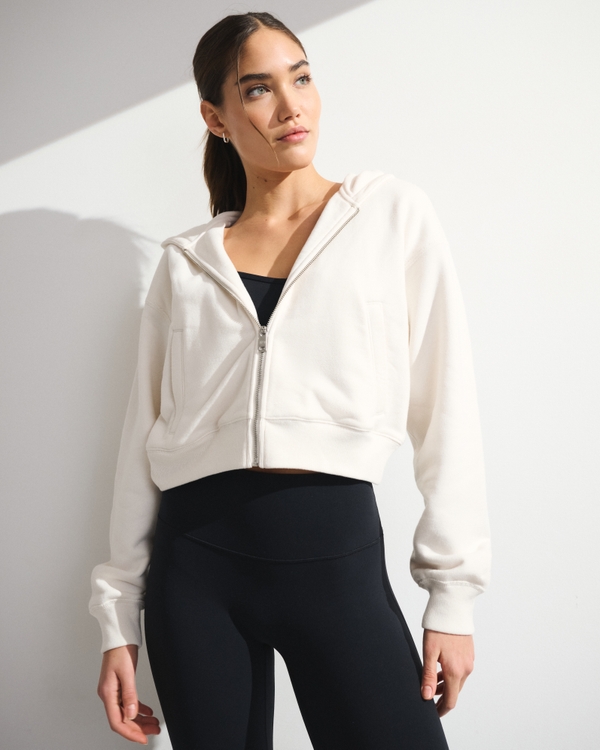 YPB On The Go 6AM Full-Zip Hoodie, Cream view 1