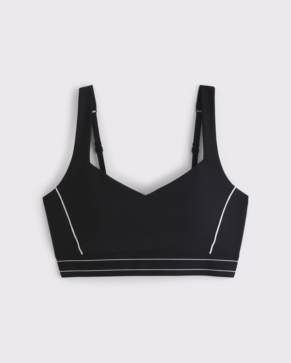 YPB sculptLUX Sweetheart Sports Bra, Black With White Stitching view 1