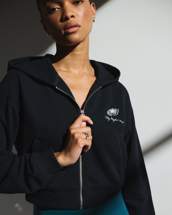 YPB On The Go 6AM Philadelphia Eagles Full-Zip Hoodie, Black - Eagles view 1