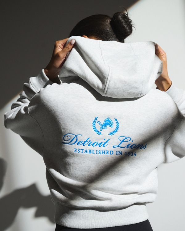 YPB On The Go 6AM Detroit Lions Full-Zip Hoodie, Heather Gray - Lions view 2