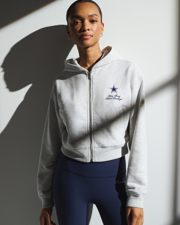 YPB On The Go 6AM Dallas Cowboys Full-Zip Hoodie, Heather Gray - Cowboys view 1