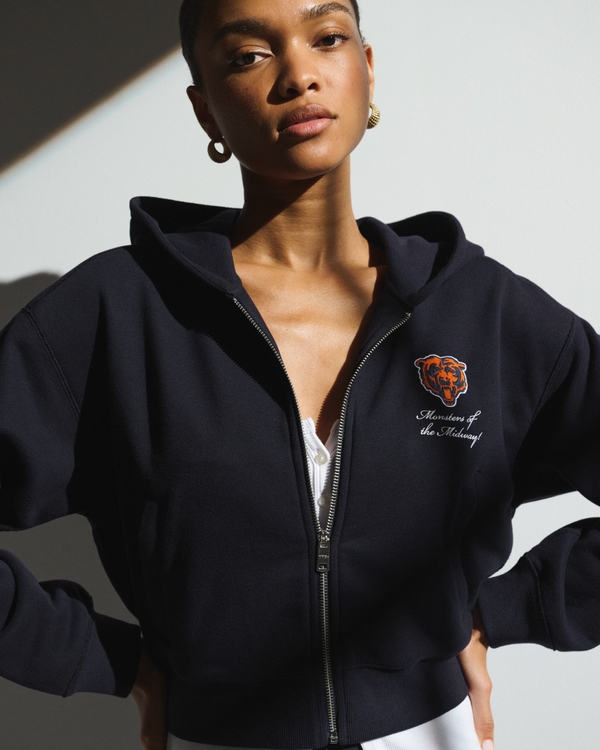 YPB On The Go 6AM Chicago Bears Full-Zip Hoodie, Dark Navy - Bears view 1