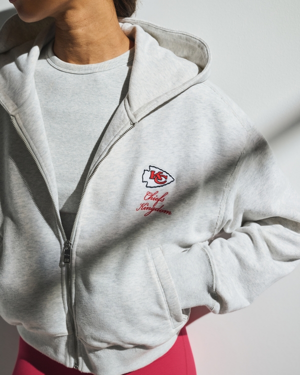 YPB On The Go 6AM Kansas City Chiefs Full-Zip Hoodie, Heather Gray - Chiefs view 1