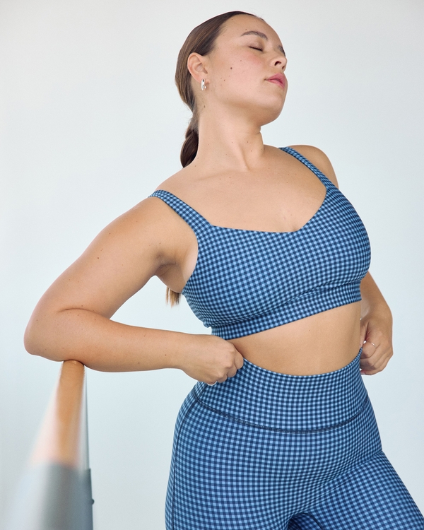 YPB sculptLUX Sweetheart Sports Bra, Blue Print view 1