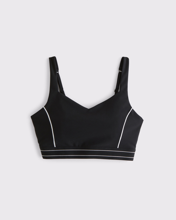 YPB sculptLUX Sweetheart Sports Bra, Black With White Stitching view 1