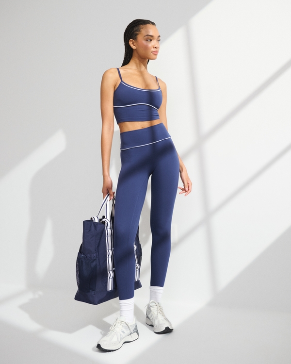 YPB studioFLEX Picot-Trim Scoopneck Tank, Navy With Picot Trim view 2