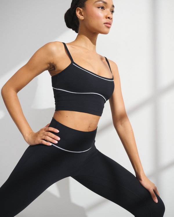 YPB studioFLEX Picot-Trim Scoopneck Tank, Black With Picot Trim view 1