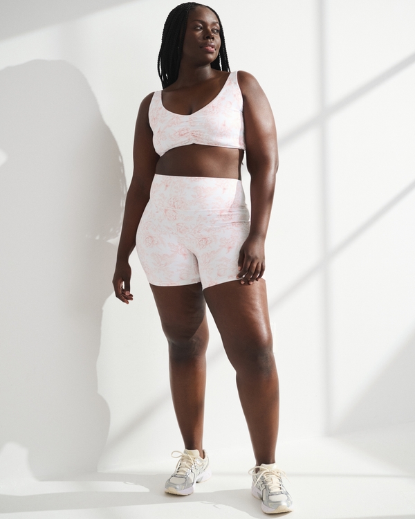 YPB Curve Love Scrunch Sports Bra, Pink Floral view 2