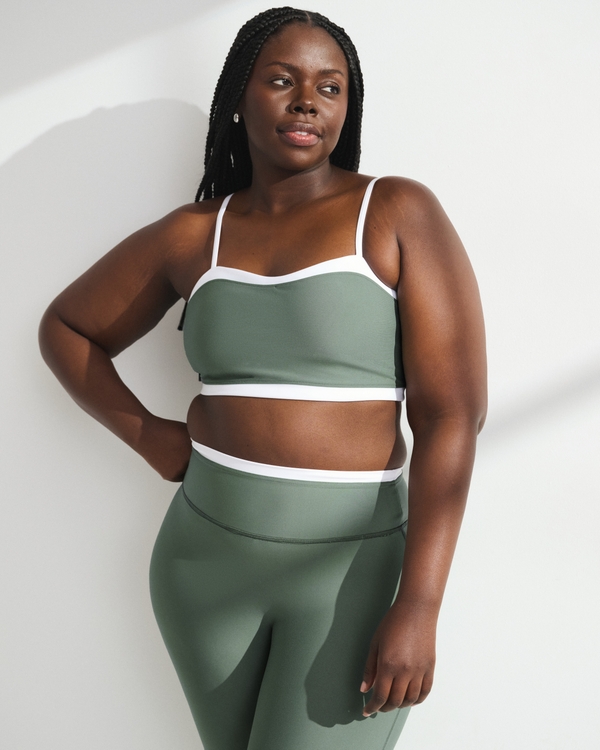 YPB sculptLUX Curve Love Sweetheart Sports Bra, Olive view 1