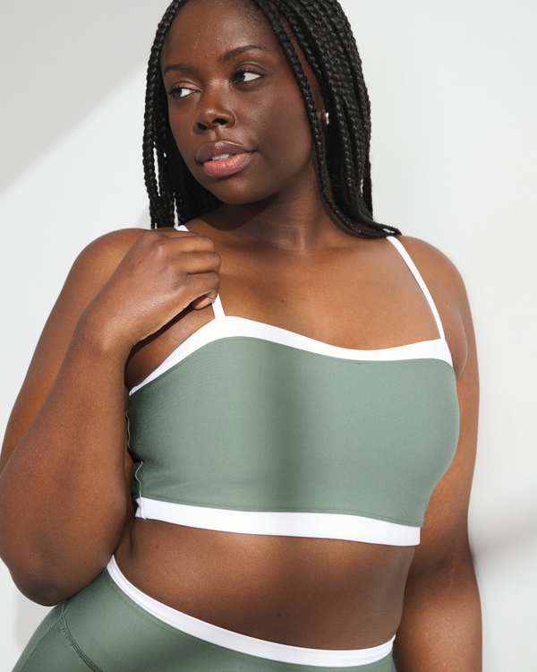YPB sculptLUX Curve Love Sweetheart Sports Bra, Olive view 2