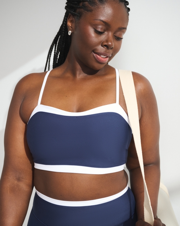 YPB sculptLUX Curve Love Sweetheart Sports Bra, Navy view 1