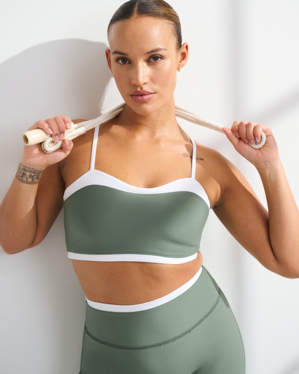 YPB sculptLUX Sweetheart Sports Bra, Olive view 1