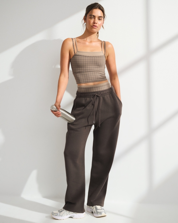 YPB studioFLEX Double-Layered Tank, Chocolate Mousse Check view 2