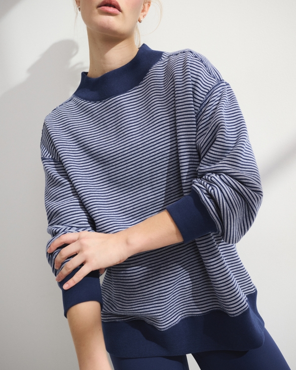 YPB On The Go Mockneck, Navy Stripe view 1