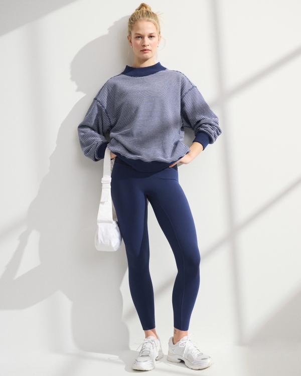 YPB On The Go Mockneck, Navy Stripe view 2