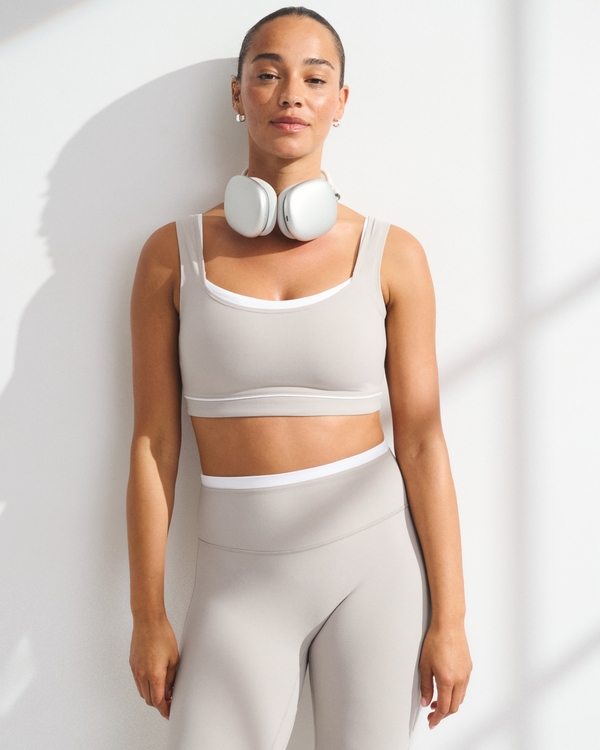 YPB studioFLEX Curve Love Double-Layered Sports Bra, Sand view 1