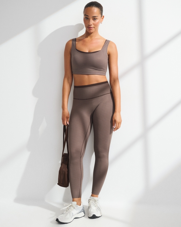 YPB Curve Love Double-Layered Sports Bra, Espresso Pattern view 2