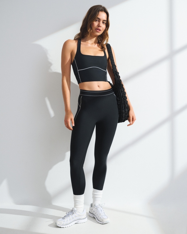 YPB sculptLUX Strappy-Back Tank, Black With White Trim view 2