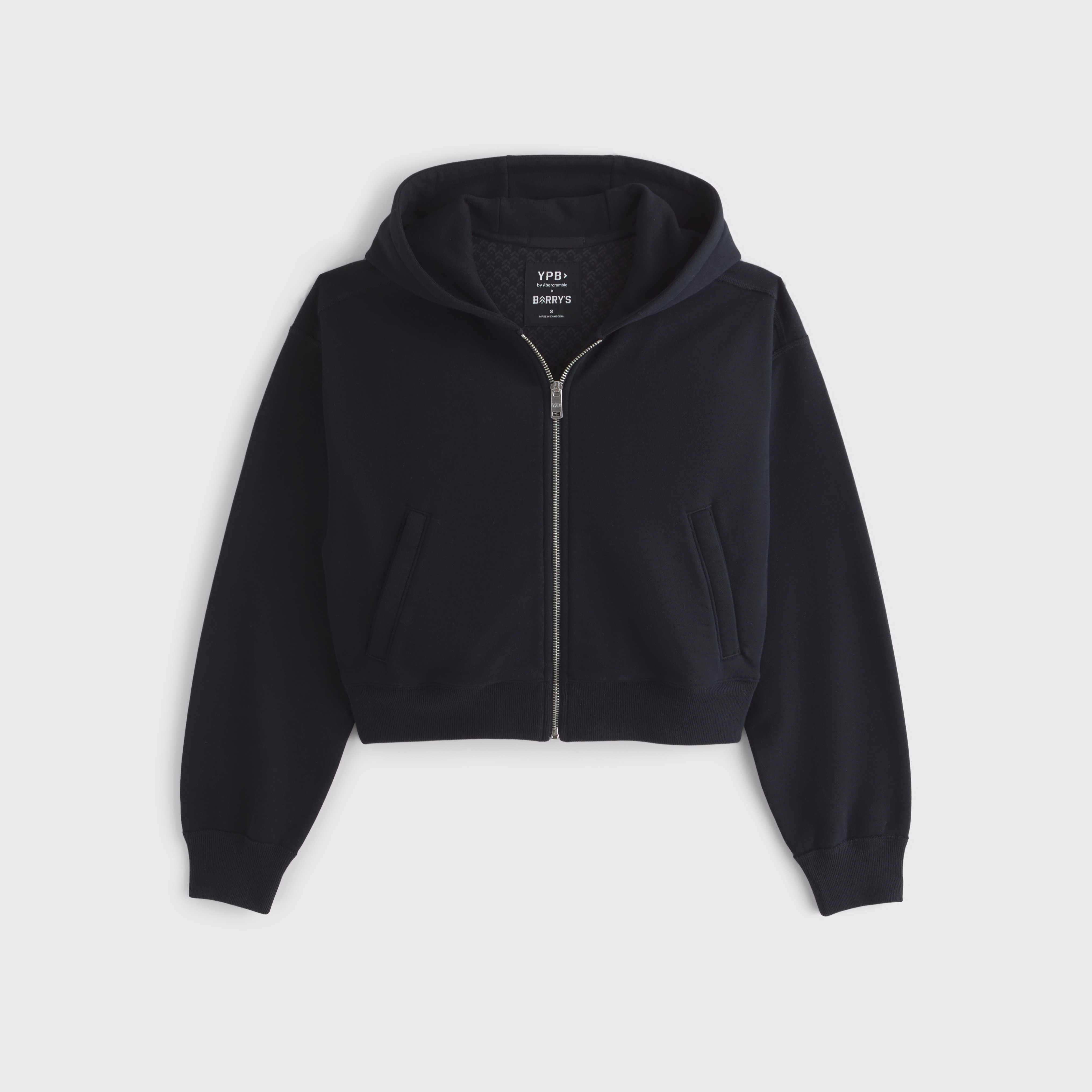 Женское худи Abercrombie & Fitch YPB Barry's On The Go 6AM Zip-Up, цвет: Чёрный — фото 1