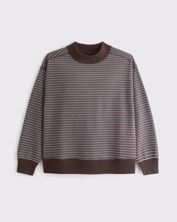 YPB On The Go Mock Neck Sweatshirt, Espresso Stripe view 1