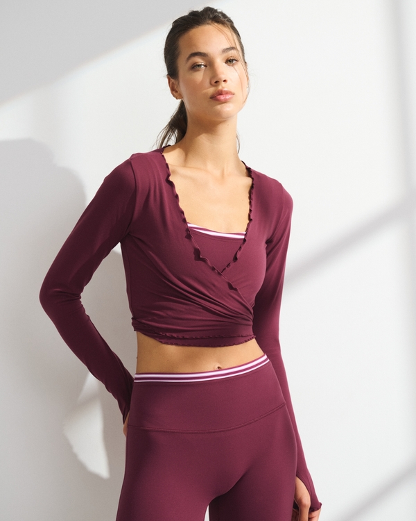 YPB studioFLEX Lettuce-Hem Wrap, Maroon view 2