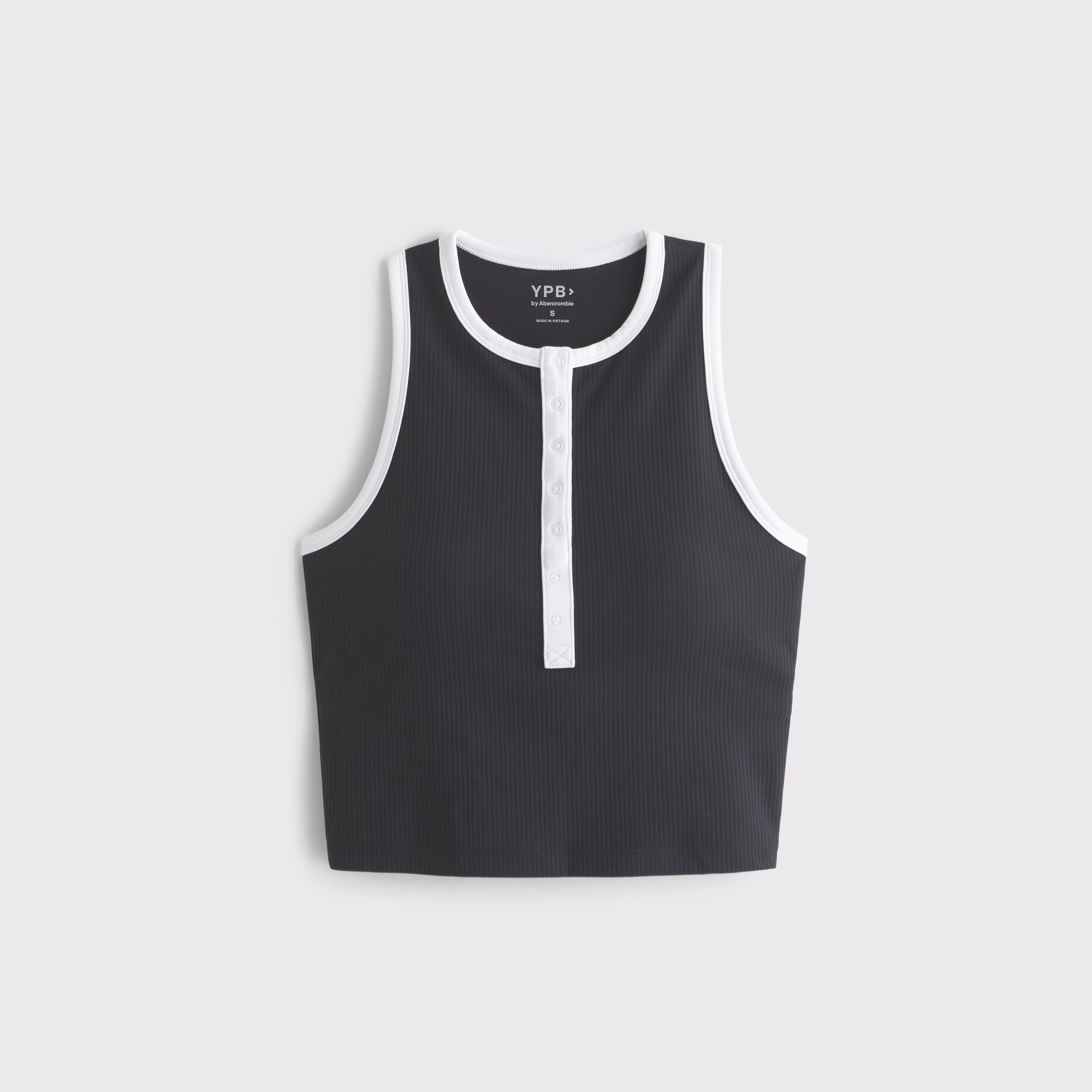 Женский топ Abercrombie & Fitch YPB studioFLEX Henley Tank, цвет: Чёрный