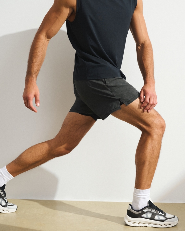 YPB Momentum motionTEK Lined Training Short, Black Wash view 2